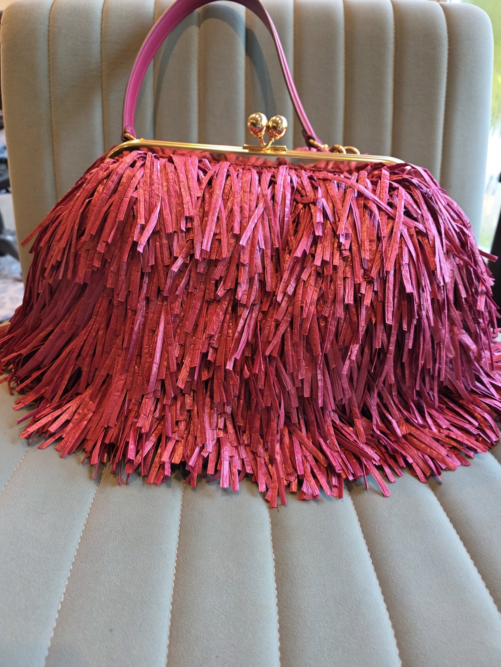 Coach Kisslock Fringe Frame Top-Handle Bag - Dark Fuchsia